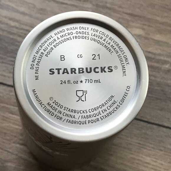 Starbucks‎ 2021 HOLIDAY Pinecone Berry Metallic Stainless Steel Tumbler 24 Oz. - Picture 6 of 9